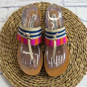 Steve Madden Beaded Pink and Blue Women's Thong Sandals. Size 10